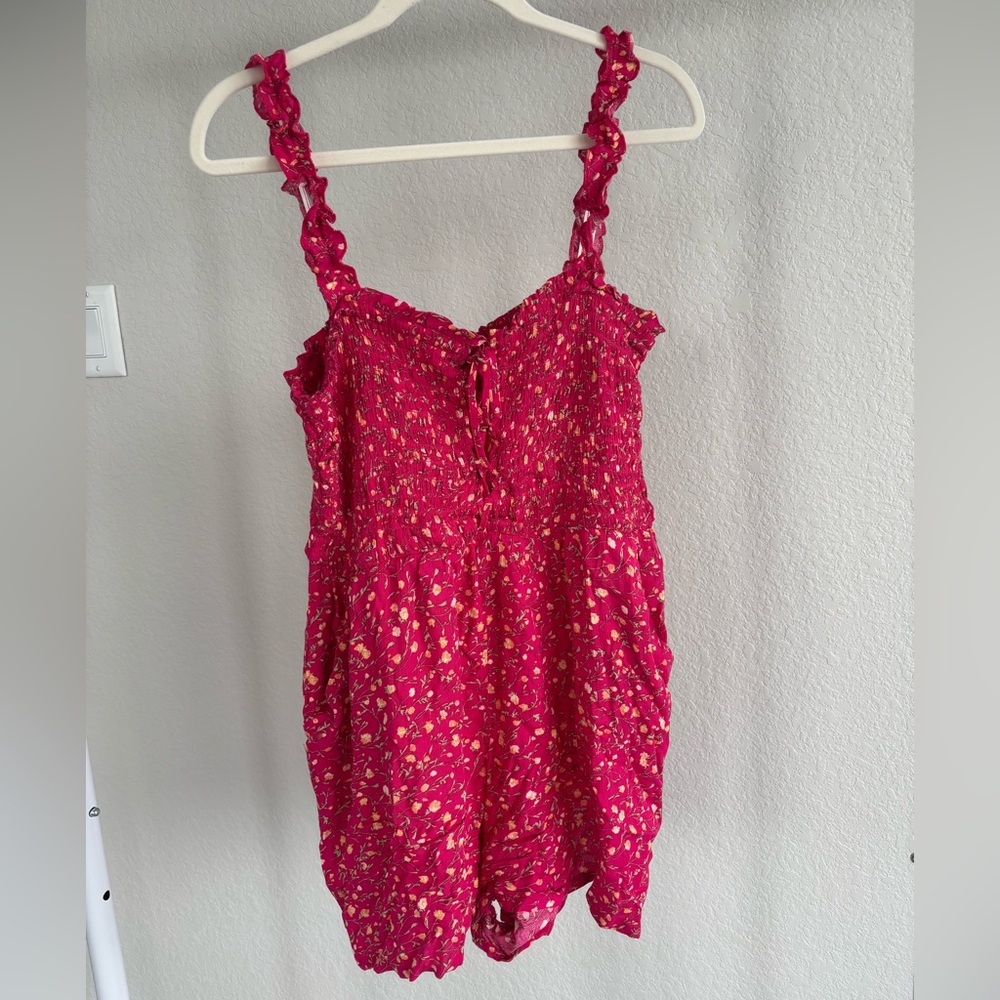 Lily Rose Vibrant Hot Pink Floral Romper